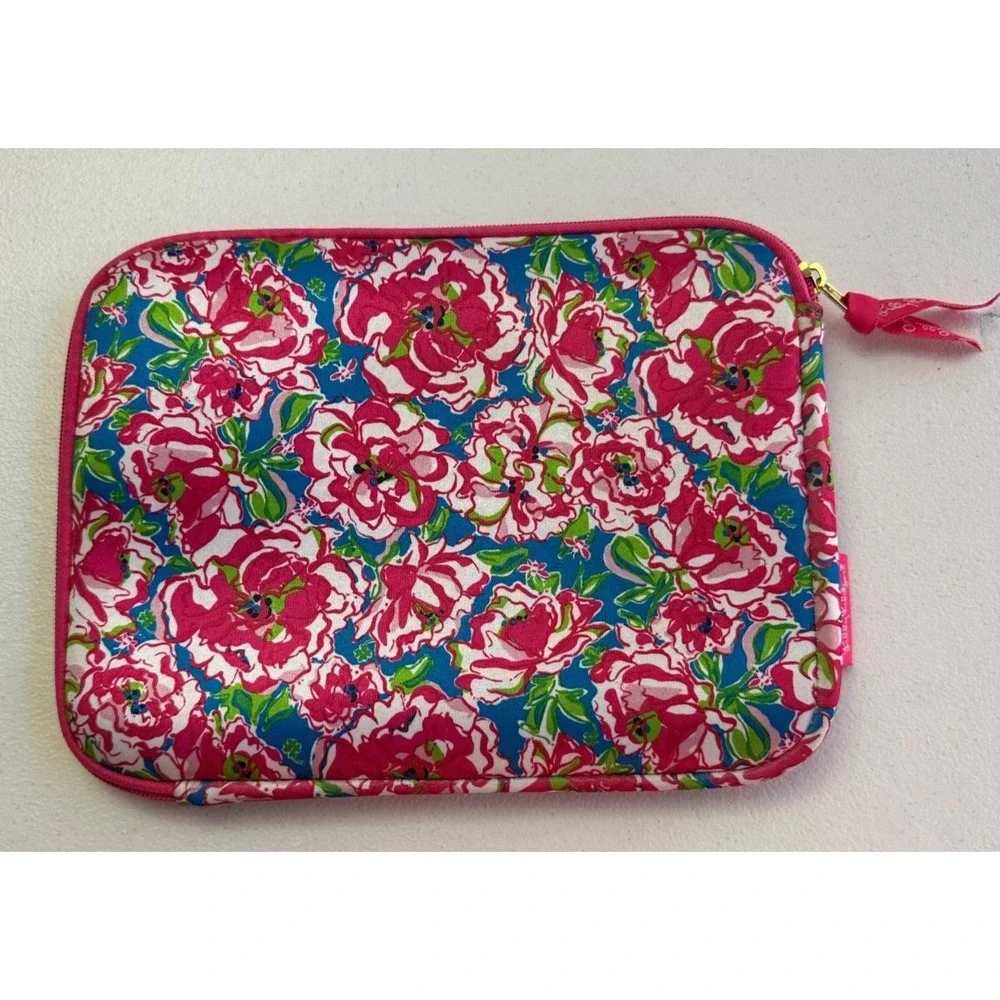 Lilly Pulitzer Neoprene Tech Sleeve Flamingo Print Padded Zip Case Resort Chic